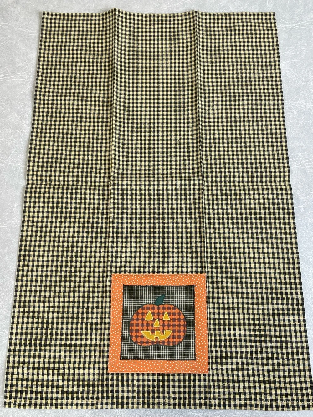 Sonoma 100% Cotton Black & Cream Gingham Kitchen Towel Halloween Theme